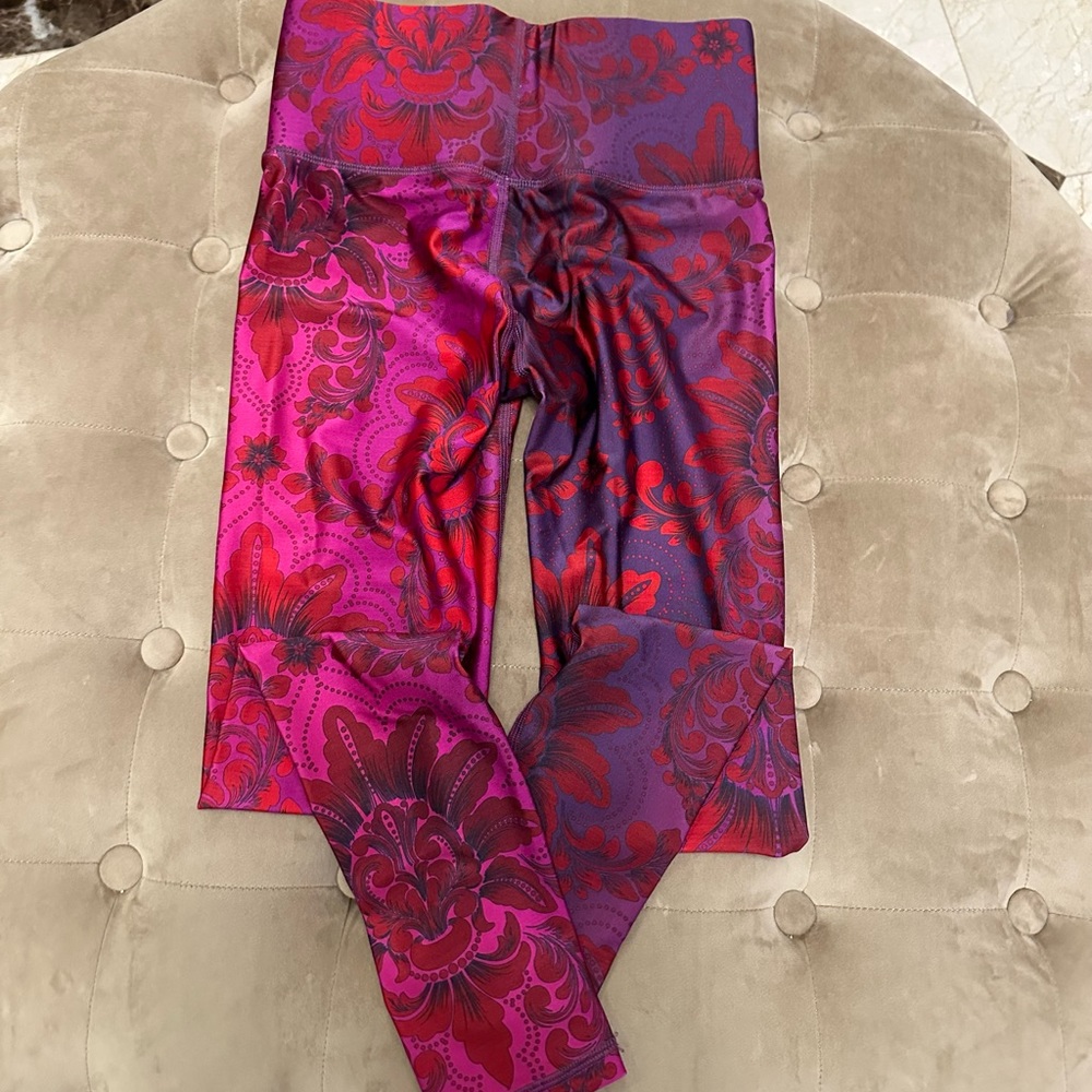 Terez Red and Purple Floral Leggings